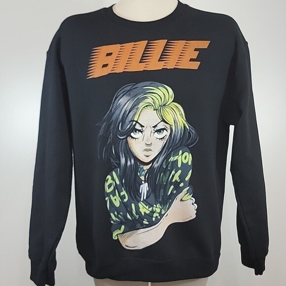 BILLIE EILISH Anime Crewneck Sweatshirt size L - Picture 1 of 5